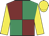 Emerald green & maroon quartered, yellow sleeves & cap