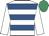White & royal blue hoops, white sleeves, emerald green cap