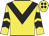 Yellow, black chevron & chevrons on sleeves, yellow cap, black spots