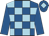 Royal blue & light blue check, royal blue sleeves, light blue diamond on cap