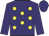 Purple, yellow spots, purple sleeves & cap