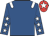 Royal blue, white epaulettes & stars on sleeves, red cap, white star