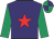 Purple, red star, emerald green sleeves, purple & emerald green quartered cap