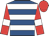 Royal blue, white hoops, red sleeves, white armlets, red cap