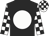 Black body, white disc, white arms, black checked, white cap, black checked