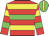 Red, yellow and green hoops, yellow stripe on green cap