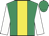 Emerald green, yellow stripe, white sleeves