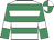 White, emerald green hoops, emerald green sleeves, white armlets, quartered cap
