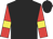 black, red sleeves, yellow armlets, black cap