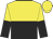yellow and black halved horizontally, halved sleeves, yellow cap