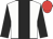 White, black stripe, black sleeves, red cap
