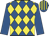 Royal blue & yellow diamonds, royal blue sleeves, striped cap