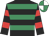 Black & emerald green hoops, black & red hooped sleeves, white & emerald green quartered cap