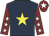 Dark blue, yellow star, maroon sleeves, white stars, maroon cap, white star