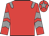 Red, grey epaulettes, grey chevrons on sleeves, grey star on cap