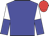 Blue, white and blue halved sleeves, red cap