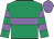 Emerald green,mauve hoop, mauve hoops on sleeves, mauve cap