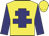 yellow, navy cross of lorraine, navy sleeves, yellow cap