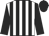 white, black stripes, black sleeves, black cap