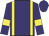 Purple, yellow braces, yellow armlet, purple cap
