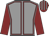 Grey, maroon seams, maroon sleeves, striped cap