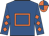 Royal blue, orange hollow box, orange diamonds on sleeves, quartered cap