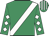 Emerald green,white sash & diamonds on slvs,emerald green & white striped cap