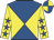 Yellow & royal blue diabolo, royal blue stars on sleeves, quartered cap