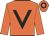 Orange, black 'v', orange cap, black hoop