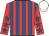 Red & royal blue stripes, royal blue stars on sleeves, white cap