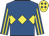 Royal blue, yellow triple diamond, striped sleeves, yellow cap, royal blue diamonds