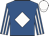 Royal blue, white diamond, striped sleeves, white cap