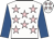 White, pink stars, royal blue sleeves