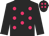 Black body, rose spots, black arms, black cap, rose spots