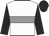 white, grey hoop, black sleeves and cap