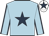 Light blue, dark blue star, dark blue seams on sleeves, white cap, dark blue star