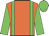 Orange body, green braces, green arms, green cap