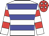 White body, blue hooped, white arms, red hooped, red cap, white stars