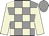 Grey body, beige checked, beige arms, grey cap