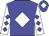 Blue body, white diamond, white arms, blue diamonds, blue cap, white diamond