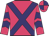 Rose body, purple cross belts, rose arms, purple chevrons, rose cap, purple quartered