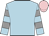 Light blue,  grey hooped sleeves, pink cap