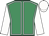 Emerald green, white seams, sleeves and cap