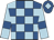 Royal blue and light blue check, light blue sleeves, royal blue armlets, royal blue cap, light blue diamond