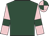 Dark green, pink sleeves, dark green armlets, quartered cap