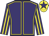 Purple, yellow seams, striped sleeves, yellow cap, purple star