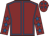 Maroon, royal blue seams, royal blue stars on sleeves, maroon cap, royal blue stars