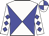 White and blue diabolo, diamonds sleeves, quartered cap