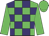 Lime green and purple checks, lime green sleeves and cap