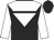 black, white yolk, white inverted triangle, white sleeves, black cap